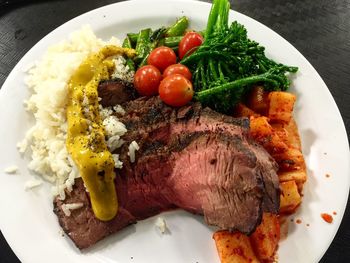 High angle view of vegetables on plate