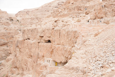 Low angle view of rock formations in desert