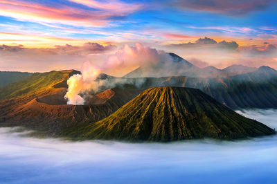 Panoramic view of mountains against sky