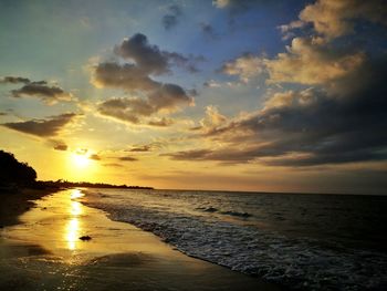 Scenic view of sea against sky at sunset