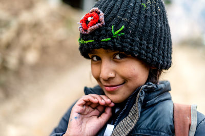 Portrait of boy wearing hat