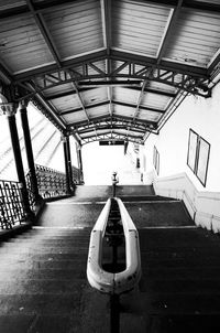 Interior of empty railroad station platform