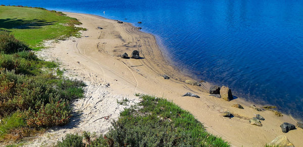 High angle view of beach