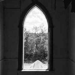 View of building through window