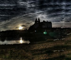 View of buildings at sunset