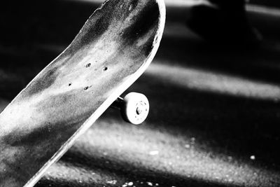 High angle view of skateboard on table