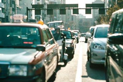 Traffic on road in city