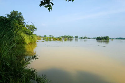 Scenic view of lake against sky