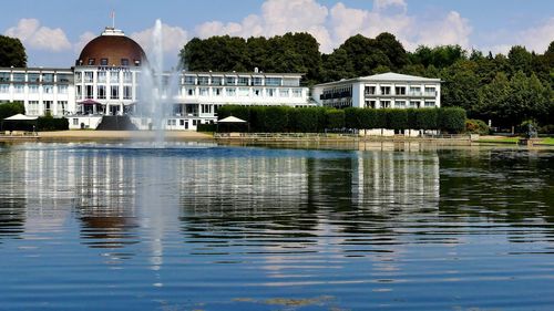 Reflection of building in lake