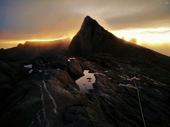 Scenic view of mountain during sunset