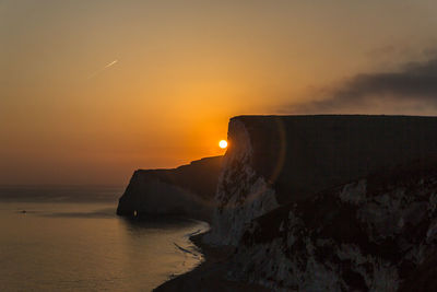 Scenic view of sea at sunset