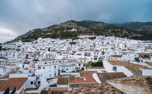 High angle view of townscape against sky