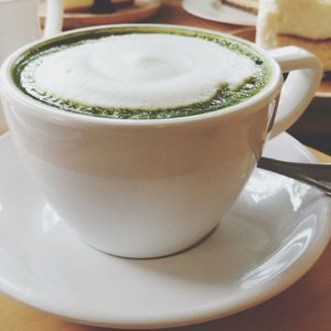 High angle view of coffee on table