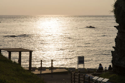 Scenic view of sea against clear sky