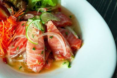 High angle view of salad in plate