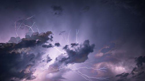 Low angle view of lightning in sky