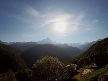 Scenic view of mountains against sky