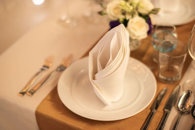 Close-up of empty plate on table