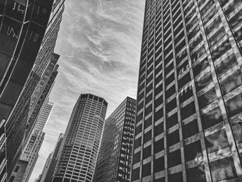 Low angle view of modern buildings against sky