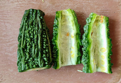 High angle view of vegetables on table