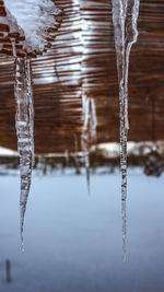 Close-up of frozen water