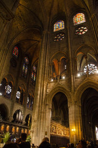 Low angle view of illuminated building