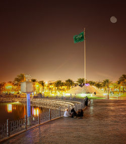 Illuminated street light at night