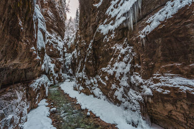 Partnach gorge in winter, bavaria germany.