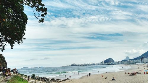 High angle view of people at beach