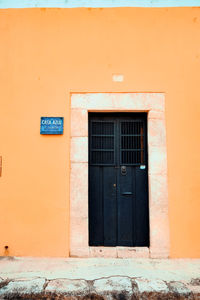 Closed door of building