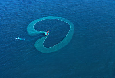 High angle view of boat in sea