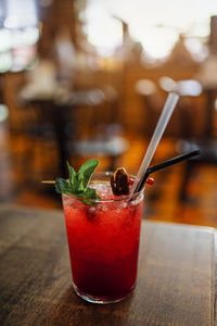 Close-up of drink on table