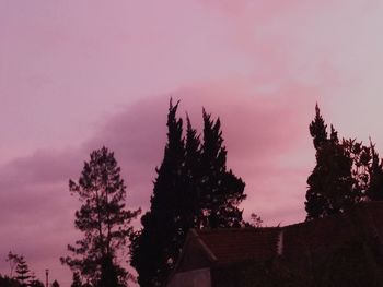 Low angle view of silhouette trees against sky at sunset