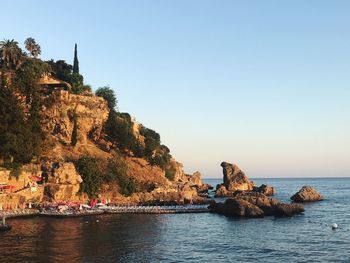 Scenic view of sea against clear sky