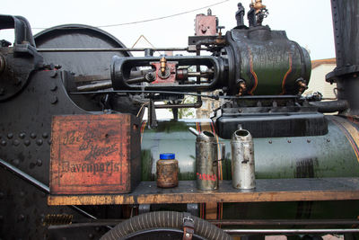 Close-up of abandoned train