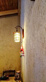 Illuminated lighting equipment on wall