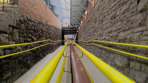 High angle view of yellow bridge