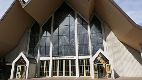 Low angle view of modern building against sky