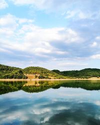 Scenic view of lake against sky