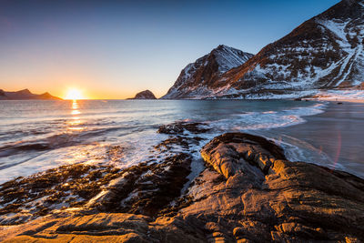 Scenic view of sea against sky during sunset