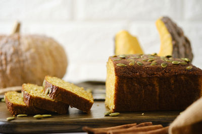 Close-up of cake on table