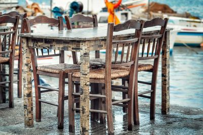 Close-up of wooden table