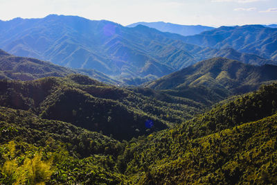 High angle view of mountains against sky