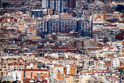 High angle view of buildings in city