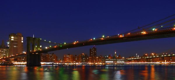 Bridge over river at night