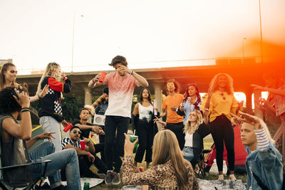 Group of people at music concert