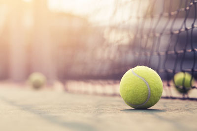 Close-up of green ball on table