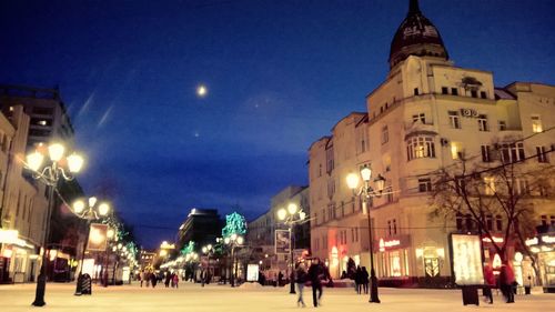 Illuminated buildings at night
