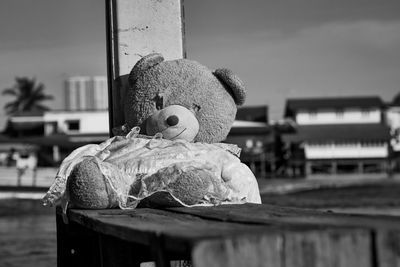 Close-up of stuffed toy on table at home