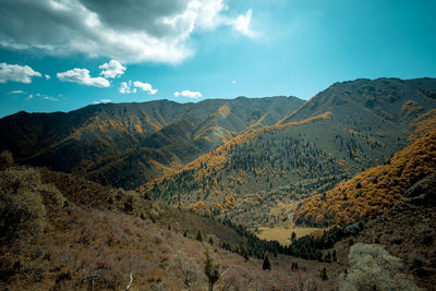 Scenic view of mountains against sky